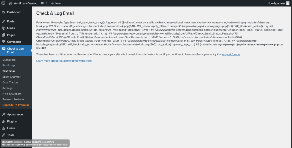 Check and Log error log